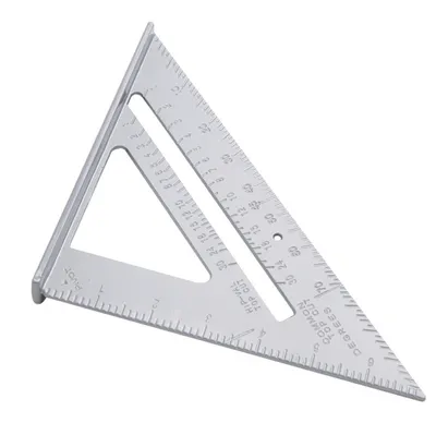 7-inch Multi-functional Metric & Imperial Triangle Ruler, Woodworking Drawing Tool, 90-Degree Metal Right Angle Ruler