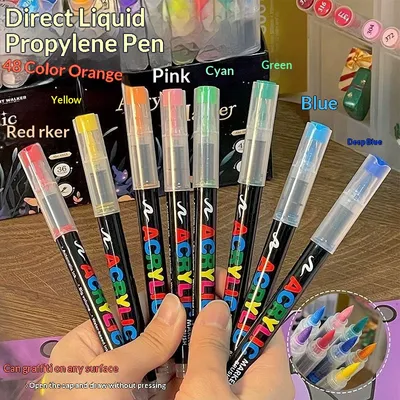 Direct-liquid Acrylic Soft-tip Black Rod Opaque Layerable Coloring Pen