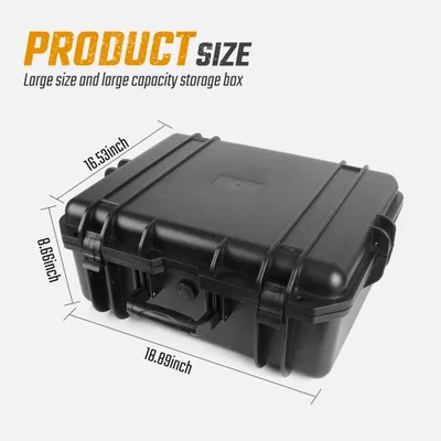 18.9x16.5x8.7 Inch Hard Case, Portable Weather Waterproof Protective Camera Case With Customizable Foam, Fit Use Of Drones, Camera, Equipments, Black, Upgraded