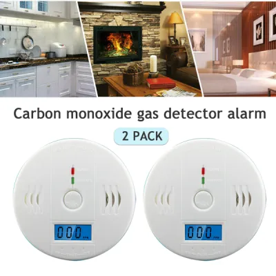 2 Pack LCD Display CO Carbon Monoxide Gas Detector Device Home Safety Alarm Detector Logistics Only For USPS.TK And TMEU Only For Self-pickup