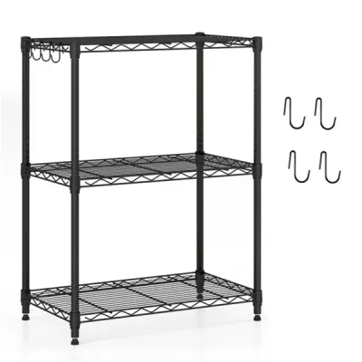 3-Tier Industrial Bookshelf With Anti-Falling Guardrails, 33 LBS Per Shelf Storage Organizer - Black