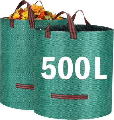 2 500L Heavy Duty Garden Waste Bags With Handles, Reusable Construction Bags UK