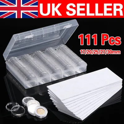 1o0pcs 30mm Round Coin Storage Box Clear Plastic Cases Capsules Holder Apply