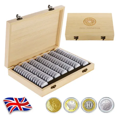 1o0Pcs Coins Display Storage Box Case Capsules-Wooden For Collectible Coin