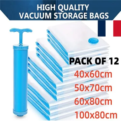 12 X Solid Vacuum Storage Bags, Space Saving, Vacuum Saving, Large Vacuum Storage Bags