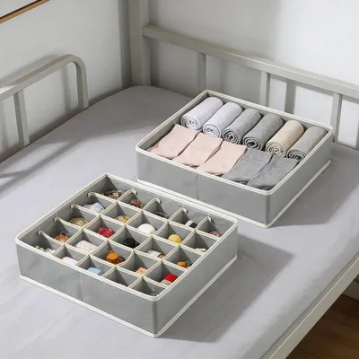 2-Piece Cabinet Organizer Set, 7-Compartment And 24-Compartment Storage Bags, Versatile Fabric Organizers For Drawers And Cabinets, Practical Organization System For Clothing And Accessories