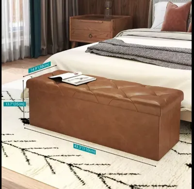 Tufted Faux Leather Storage Bench Folding Footrest Ottoman With 400lbs Weight Capacity, Large Blanket Toy Storage Organizer Chest For Bedroom