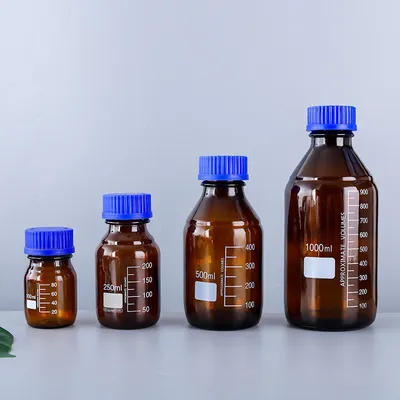 250ml500ml1000ml Brown Blue Lid Reagent Bottle Dark Glass Bottle Utensils