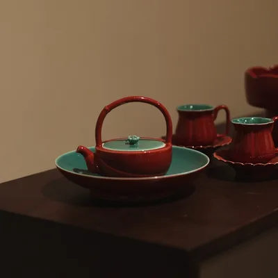 Forbidden City Red Ceramic Teapot