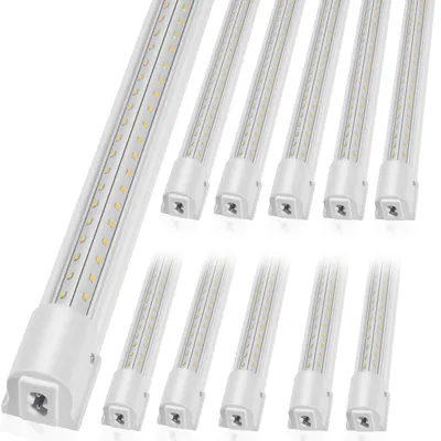 10 Pack LED Shop Light, 4 FT, 40W Linkable Shop Light Fixture, 5000 LM Ceiling Lights 59 In Power Cords With ON/OFF Switch 48 In Connector Cables, For Garage Warehouse Home Workkshop And Office