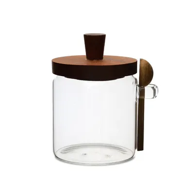 1 Pcs 15 OZ Glass Coffee Jars With Spoons, Candy Jars, Biscuit Jars, Storage Jars, Tea Jars, Snack Jars, Seasoning Jars, Salt Jars, Pepper Jars