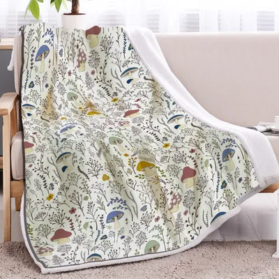 1 Pc Of High Weight Warm And Simple Tree Leaf Mushroom Style Lamb Wool Blanket, Versatile Sofa, Good Companion, Office Nap Blanket, Also Suitable For Camping