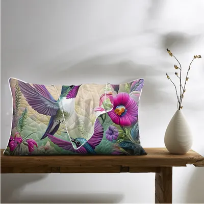 2 Pcs Of Tropical Hummingbird Art Bedroom Satin Printed Soft And Skin Friendly Pillowcase Suitable For All Seasons
