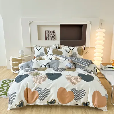 2-meter Double-size All-cotton Bed Sheet And Duvet Cover Set