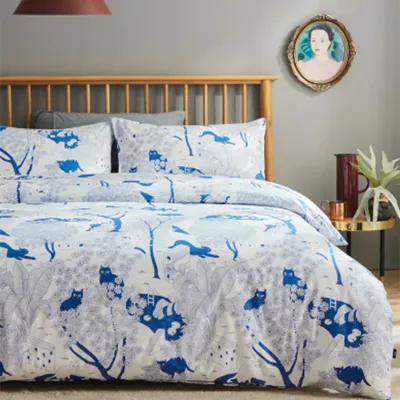 100 Cotton Soft Bed Sheets And Duvet Covers Original New Chinese-style Blue Print