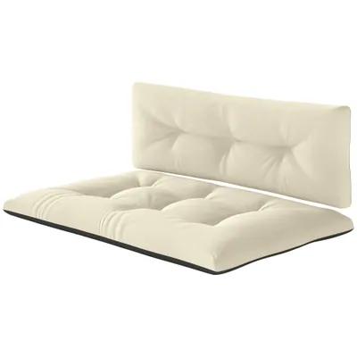 2 Seater Pallet Cushions Outdoor 3.9 Thick Replacement Cushions - Tufted Design For Garden, Patio, Cream White