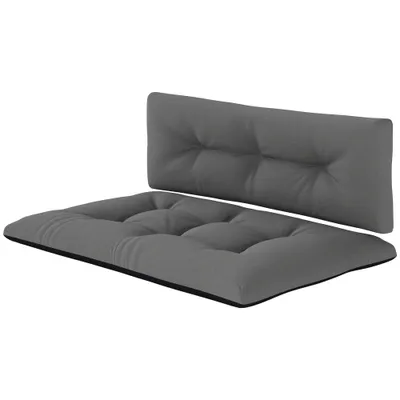 2 Seater Pallet Cushions Outdoor 3.9 Thick Replacement Cushions - Tufted Design For Garden, Patio, Black