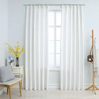   blackout curtains with hooks, 2 pieces, grey-white