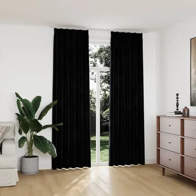   blackout curtains with hooks, 2 pieces, velvet