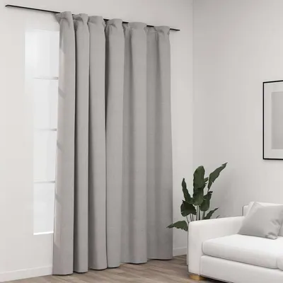   blackout curtain with hooks, linen look;   blackout curtain with