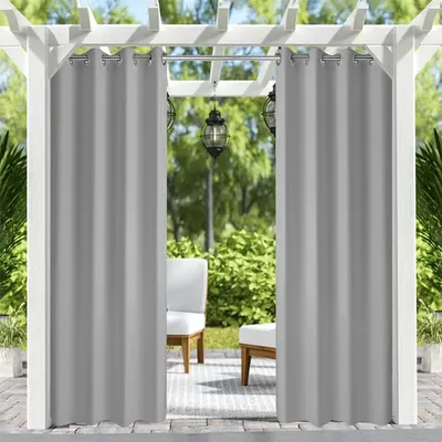50inchx 120inch Outdoor Waterproof Grommets Window Curtains For Front Porch ,Gray