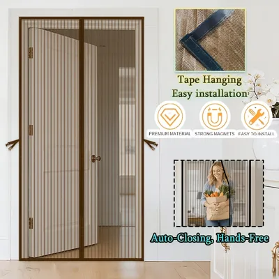 Magnetic Screen Door, Upgraded Polyester Fiber Mosquito And Fly Proof Mesh Curtain With Magnetic Closure Device, Suitable For Doors And Windows