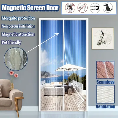 Automatic Self Closing Magnetic Screen Door  Heavy Duty Magnetic Closure, No Drilling Required, Suitable For Indoor Outdoor Use  Fits Front And Back Doors, Patios, Balconies  Perfect For Homes, Apa
