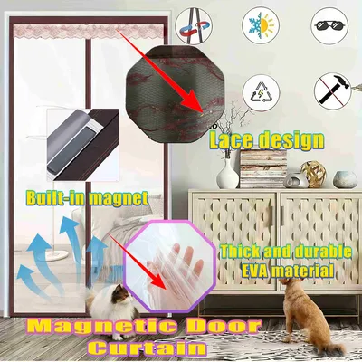 Summer Heat Insulation Magnetic EVA Door Curtain, Block High Temperature Keep Indoor Cool, Self Closing Windproof Energy Saving Anti Mosquito Screen Curtain For Household Indoor Door