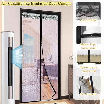 Summer Energy Saving EVA Insulated Door Curtain, Full Magnetic Self Sealing Block Hot & Cold Air Windproof Screen Curtain For Villa Courtyard Balcony Indoor Door