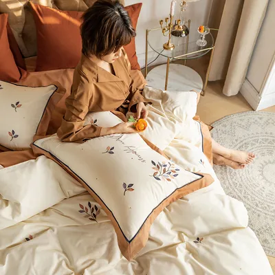 Cotton Bed Linen Embroidered Quilt Cover Bedding