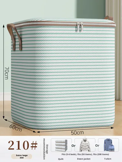Quilt storage box-Green stripe-Huge size-65 * 60 *50-one pack