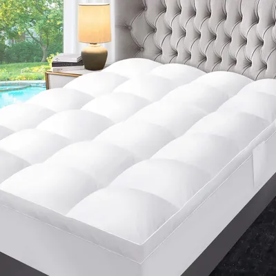Ultra-Soft Quilted Cooling Mattress Topper Pad, Pillow Top Mattress Topper, Ultra-Soft Quilted Cooling Mattress Protector, Suitable For 8-24 Inch Deep Mattresses, 450G 900G 1200GSM Filling Options