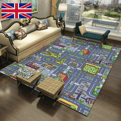 Children Village Mat Kids Rugs Town Road Map City Car Toy Rug Play 80 X 120cm