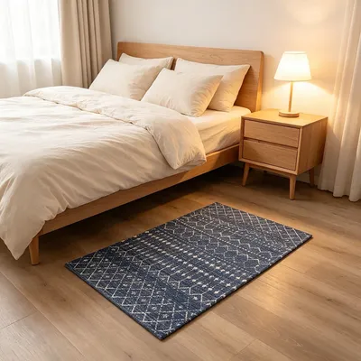1pc Moroccan Style Ethnic Style Nomadic Style Rug Geometric Line Design Floor Mat