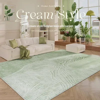 Simple Living Room Rug Creamy Style Waterproof And Wipeable Stain-resistant And Easy To Care For