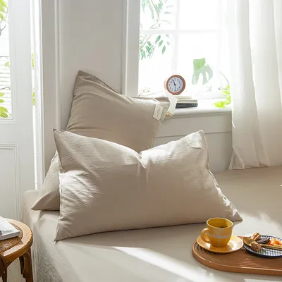A-Grade Korean-style Washed Cotton Pillowcase Pair