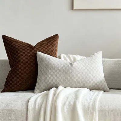 Chenille Three-dimensional Small-check Throw Pillow Sofa Cushion Cover Solid Color