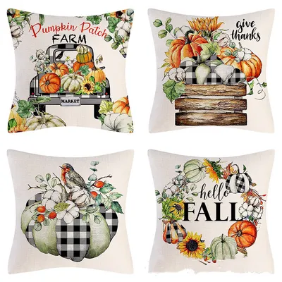  New Autumn Pumpkin Maple Leaf Truck Pillow Cover Home Living Room Backrest Pillow Decoration