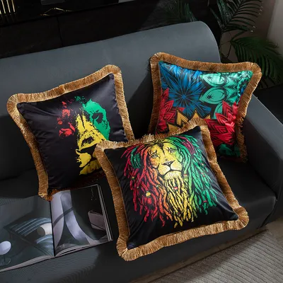 American Light Luxury Artificial Silk Home Leopard Leaf Skull Sofa Cushion