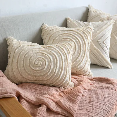  Original Modern Simple Natural Style Sofa Bedroom Cotton Bud Cushion Pillow Waist Pillow Square Pillow Cover Cover