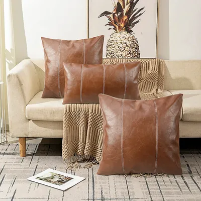 American Minimalist Pillowcase Stitching PU Leather Stitching Pillow Cover