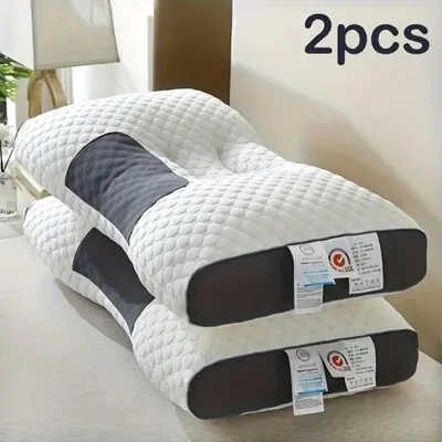 2PCS Soft Massage Neck Pillow For Sleeping, Adjustable Ergonomic Contour Support Pillow, High Quality Pillow Core, Removable Cover
