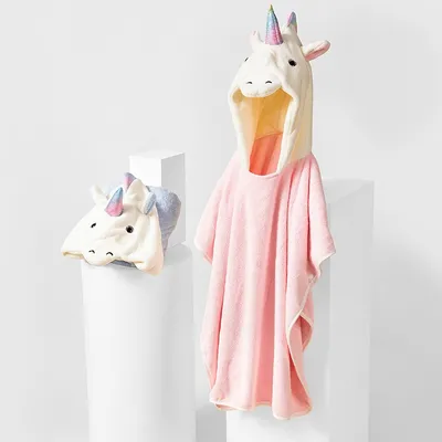 Cartoon Bathrobe Coral Fleece Absorbent Childrens Bath Towel