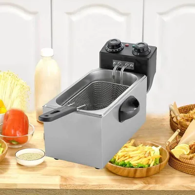 2000W Adjustable Temperature Timer 4 Litre Stainless Steel Deep Fat Fryer