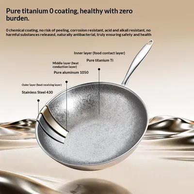 Hammered Titanium Alloy Wok For Home Cooking