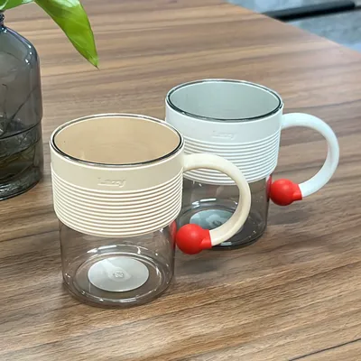 Simple two-color washing cup-gray white-PP-400ml-1 piece