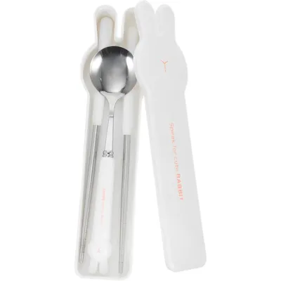 1 Set Reusable Silverware Reusable Camping Silverware Chinese Chopstick Travel Utensils With Case Travel Chopsticks Spoons Silverware Spoon Fork Pp White Stainless Steel Student
