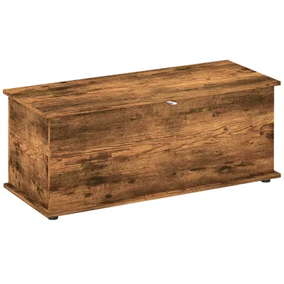 113L Storage Chest, Storage Box With Flip-Top Lid And 2 Safety Hinges, Storage Trunk For Living Room, Entryway, 100 X 40 X 40 Cm, Rustic Brown