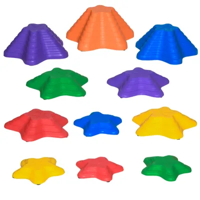 11-Piece Kids Stepping Stones, Starfish Style Non-slip Obstacle Course, Stackable Balance Blocks Garden Toys, Encourage Toddler Sensory Toys Indoor Outdoor - Multicoloured