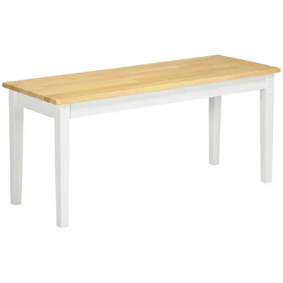 102 Cm Wood Dining Bench For 2 People, Wooden Bench For Kitchen, Dining Room, Entryway, White